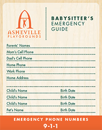 Babysitter's Emergency Guide from Asheville Playgrounds