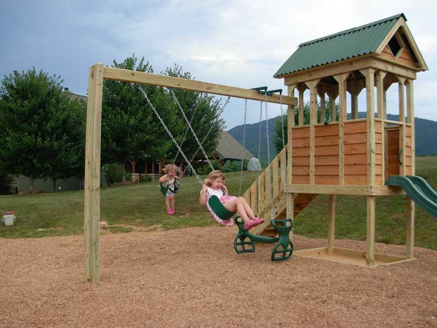 Fort with Attached Swing Set