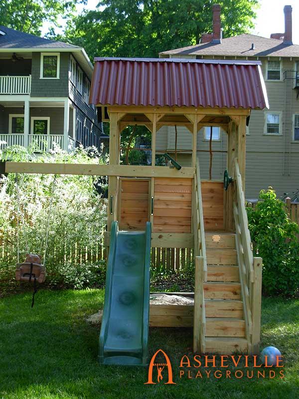 Residential Fort with Stairs and Swing