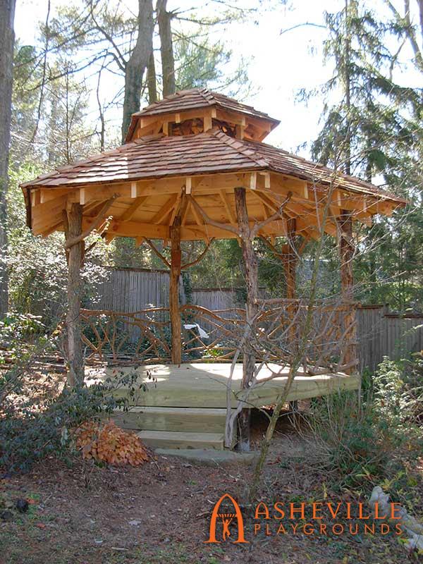 Natural Locust and Rhododendron Gazebo