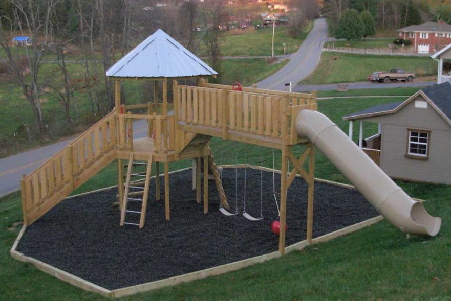 Playset with Swing Catwalk to Tube Slide