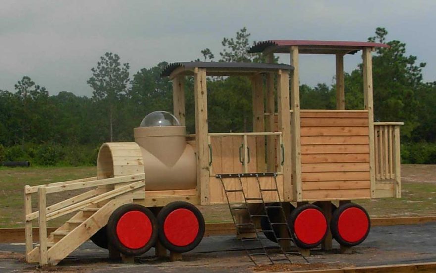 Train Theme Playground with Cow Catcher Steps