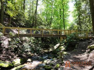 Bridge of Hope. View from the creek below. Built in Montreat, NC - Asheville Playgrounds
