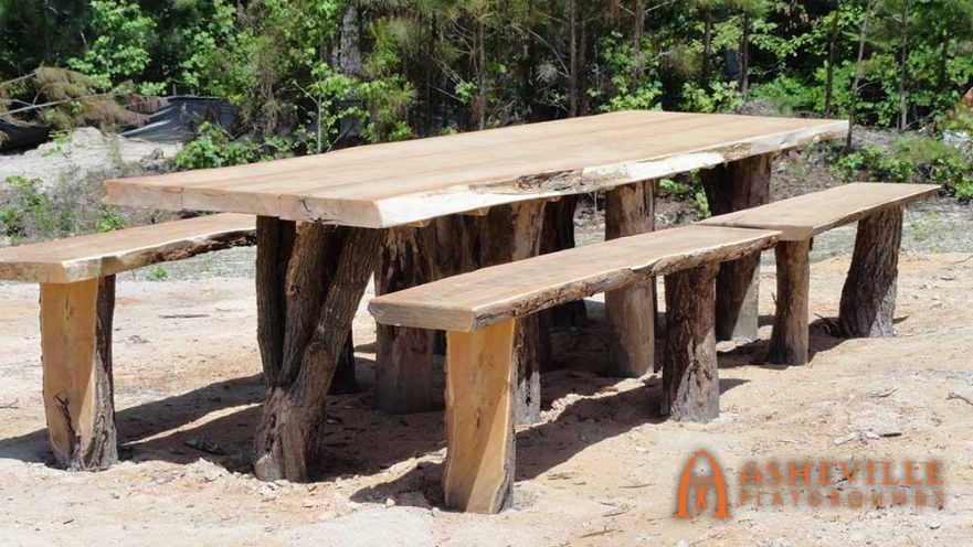 Unique Live Edge Picnic Table with Benches