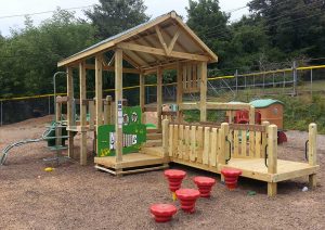 Playground with large roof and a lot to do! Built for Children and Friends Day Care in Swannanoa, NC - Asheville Playgrounds