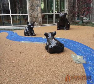 Soft sculpture bears poured in place at Cherokee Hospital - Asheville Playgrounds
